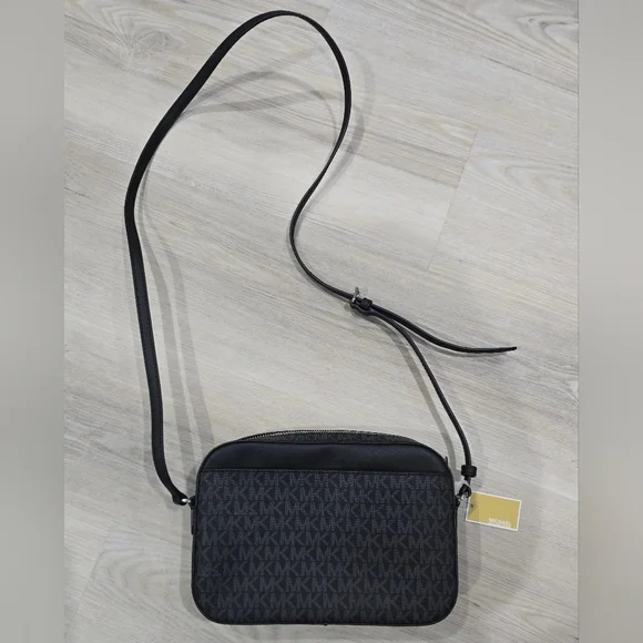 Michael Kors Jet Set Large Logo Crossbody Bag (Black) NWT - Picture 8 of 9